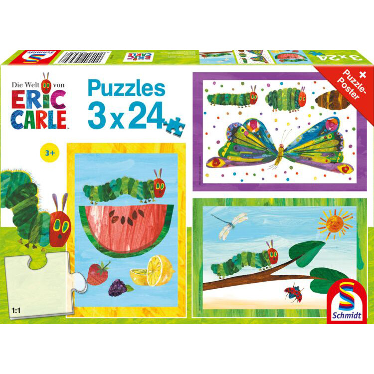 Puzzle: Die Welt von Eric Carle Puzzles - Kleine Raupe Nimmersatt (3x24 Teile)