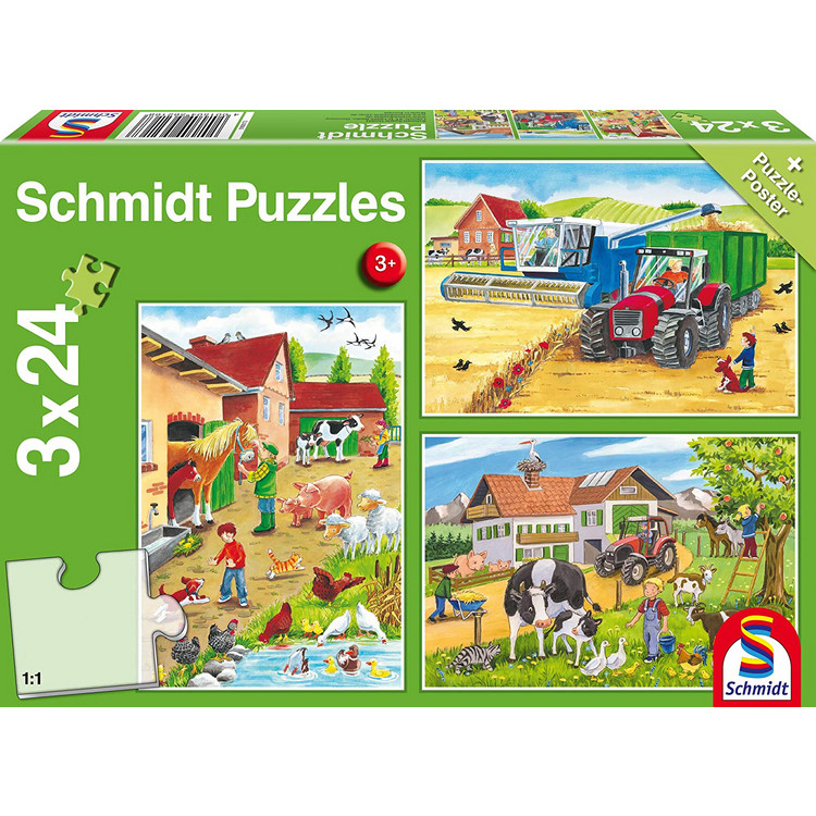 Puzzles: Auf dem Bauenhof (3x24 Teile)