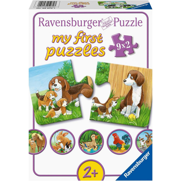 my first puzzles: Tierfamilien auf dem Bauernhof (9x2 Teile)