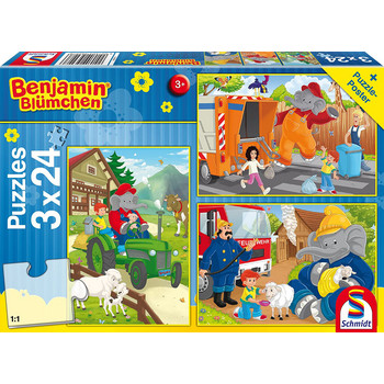 Puzzle: Benjamin Blümchen - Benjamin in Aktion (3x24 Teile)
