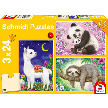 Schmidt Puzzles Panda, Lama, Faultier, (3x24 Teile)